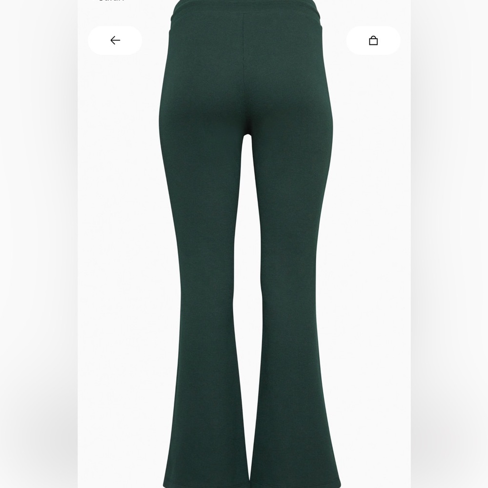 Aritzia Sunday Best Dark Green Baby Waffle Flare Lounge Pants, new without tags - Picture 3 of 7